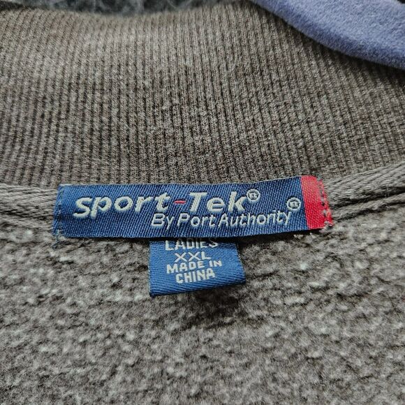 Sport Tech Womens Sweatshirt Gray Size XXL Cotton Blend 1/2 Zip Pullover Pockets - Picture 6 of 16